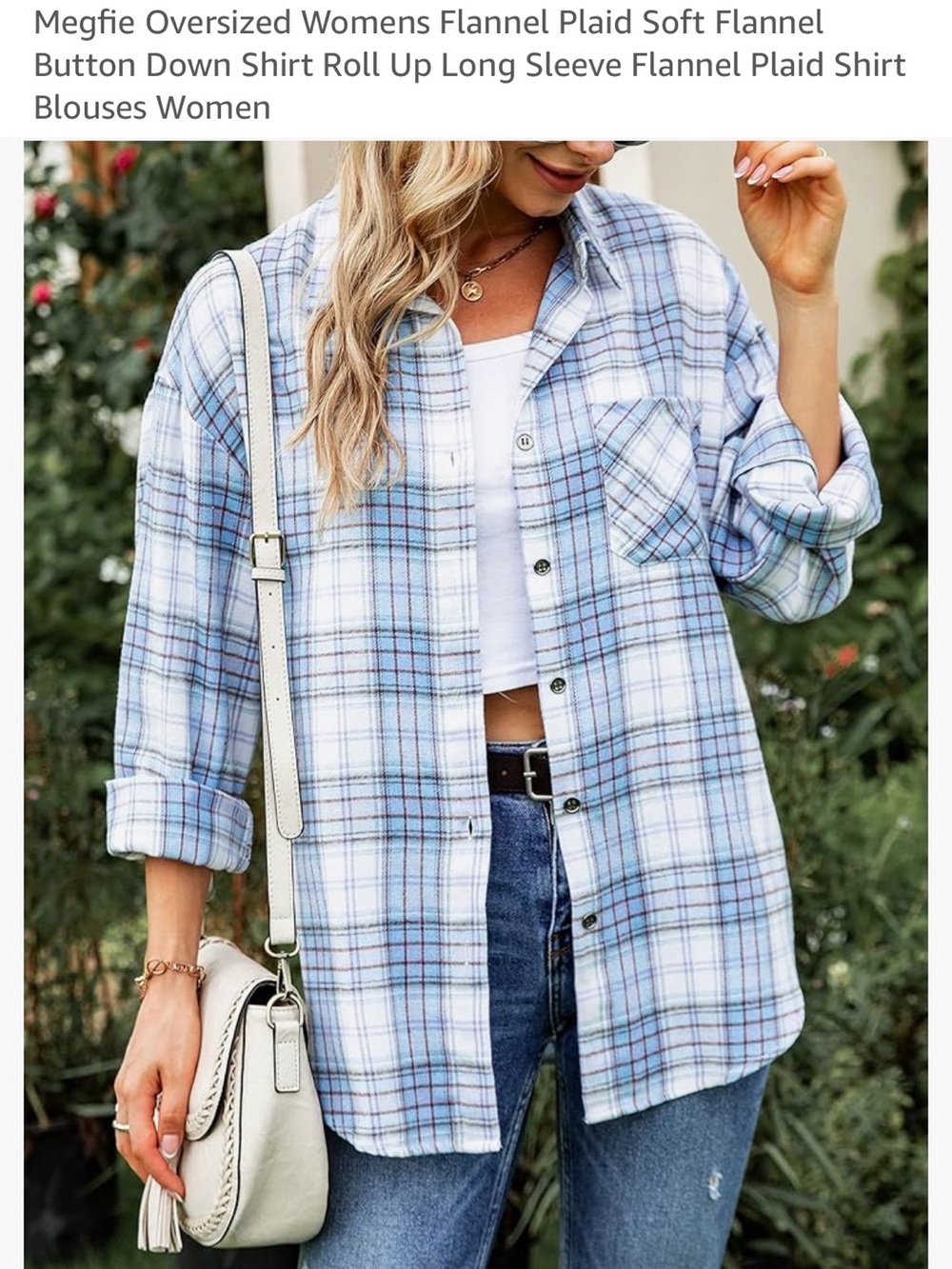 Sky Blue Oversized Plaid Button-Up Shacket NWT: size S